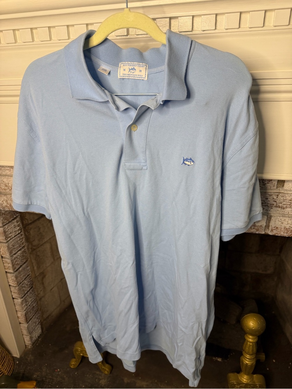 Southern Tide Skipjack Polo Shirt Light Blue Men's Medium Cotton Golf Polo